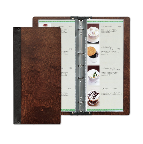 孔夾款木製菜單本(A4縱長-8P)